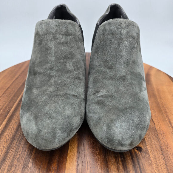 Vionic Boots Women's 10 Gray Suede Leather Gore Stanton Wedge Ankle Booties - Picture 2 of 8